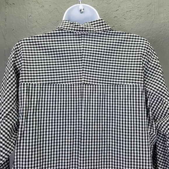 INDIBRAND Popover Blouse Women's L Collared Gingham Check Long Sleeve Cotton - Picture 8 of 14